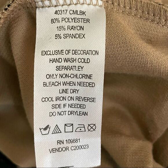 Chadwick’s 3/4 Sleeve Tan and Black Floral Dress With Raised Floral Print Size 4 - Picture 9 of 14